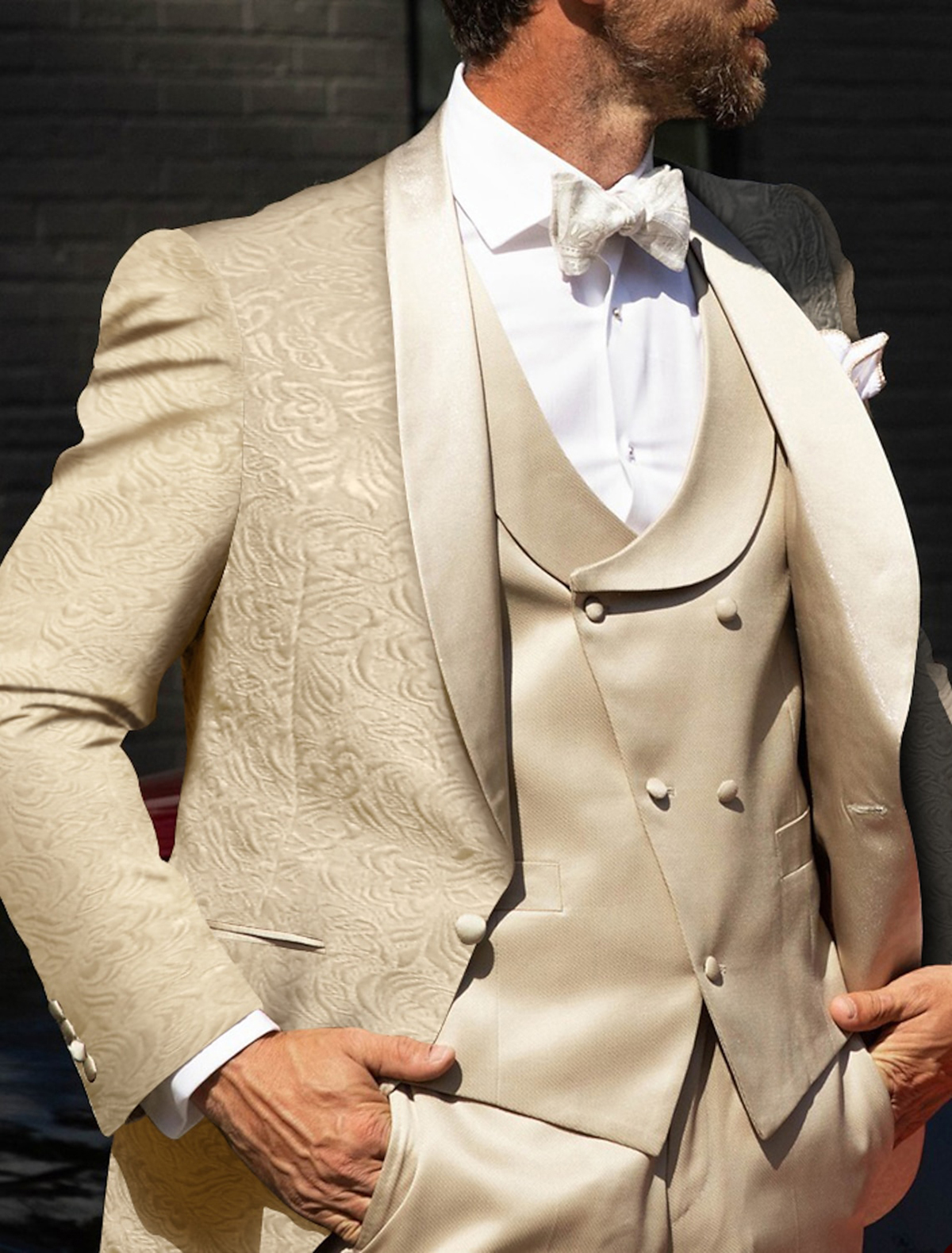 Elegant Men's Tuxedos Blazer Wedding Shawl Lapel Single Breasted Ceremony Formal Groom Wear Party Birthday Pants Suits Vest 3 Pieces Set Custom M
