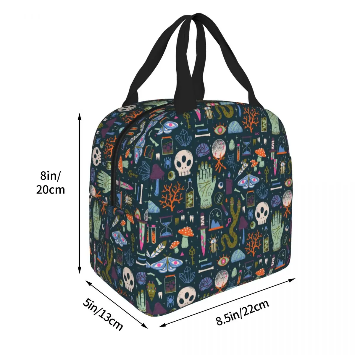 Retro Mystery Halloween Insulated Lunch Bags Skull Nazar Boncugu Theology Lunch Container Cooler Bag Tote Lunch Box Bento Pouch smile