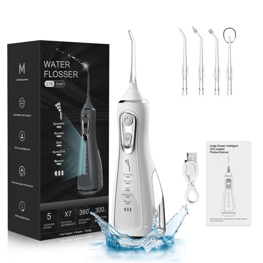 shanshi Dental sser Pick oral irrigator 5 Modes Cordless Portable 300ML Tank Water Teeth Cleaner ssing Cleaning Pic