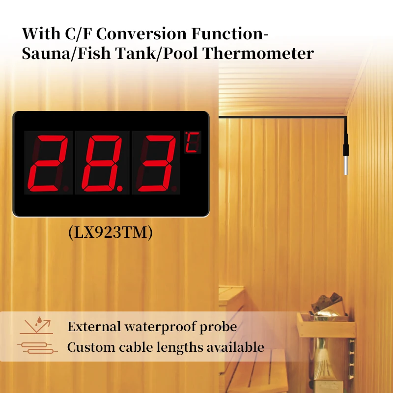 Digital Wall Thermometer Outdoor With Temperature Sensor C/F Switch For Sauna And Swimming Pool termometro digital