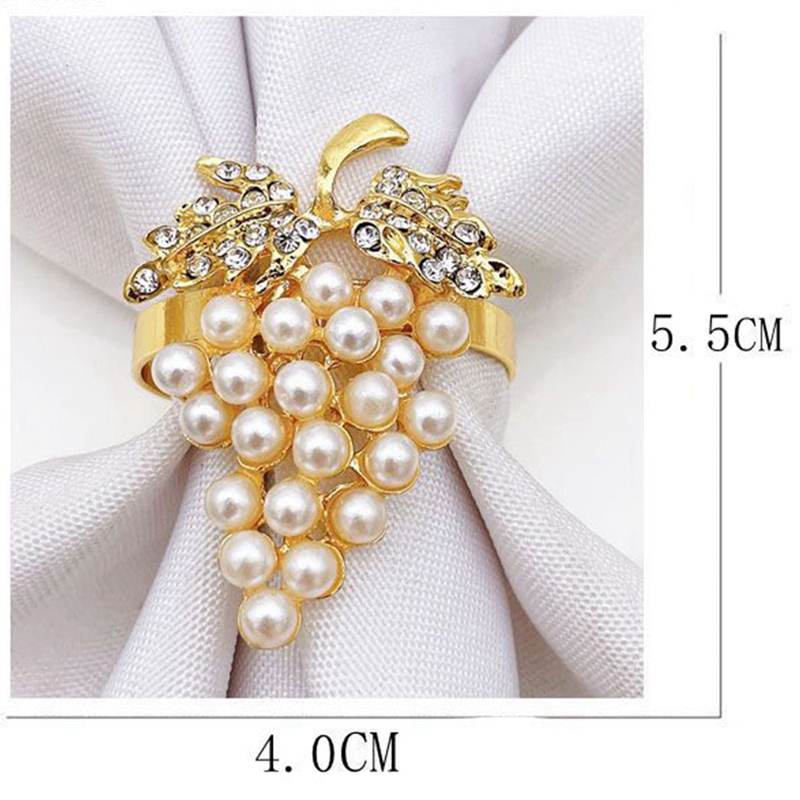 Promotion! 10 Pcs Fruit Grape Napkin Buckle,Pearl Napkin Ring,Mouth Cloth Ring For Model Room Decoration,Hotel Tableware