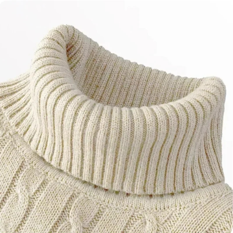 Mens High Neck Sweater Solid Color Pullover Knitted Warm Casual Turtleneck Sweatwear Woolen Mens Winter Outdoor Tops 241113