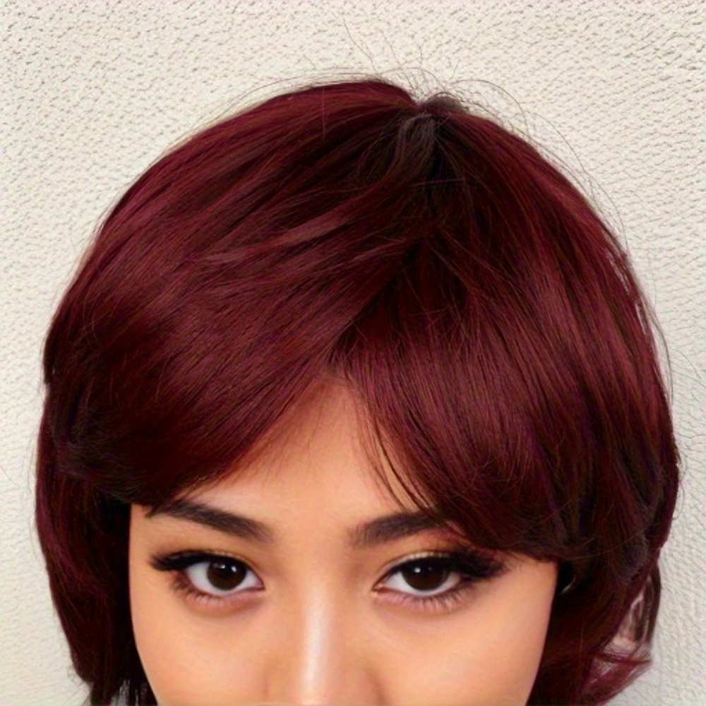 Wig Cut for Women Pixie Short Wine Red Wig with Short Layered Mullet Wigs Ombre Bury Pixie Synthetic Wig Heat Resistant Wig smile