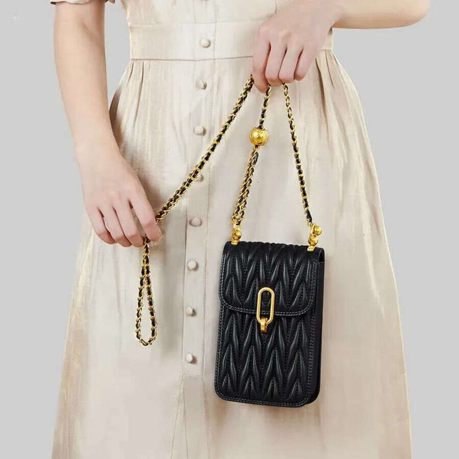 Shoulder Bags The HipsterEmperor Leather Phone Bag Women's Small Walking Lightweight 2024 Vintage Crumpled Chain Messenger b8d0