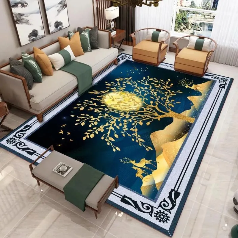 Modern Chinese style 3D printing carpet, living room, sofa, coffee table, light luxury blanket, home bedroom, full mattress H260226