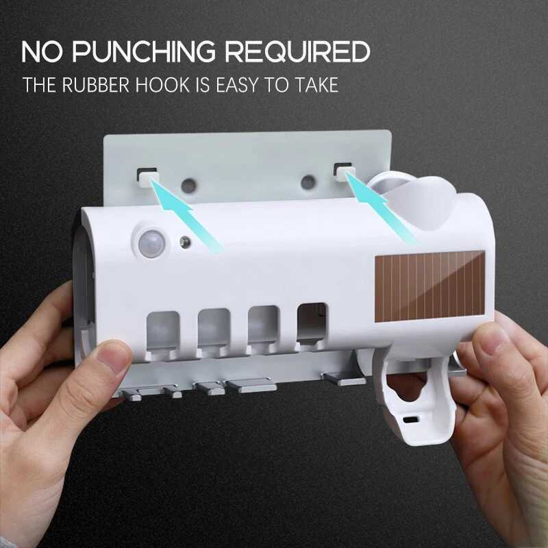 Toothbrush Sanitizer RYRA Automatic Toothbrush Sterilizer UV Toothbrush Holder Toothpaste Squeezer Smart Toothpaste Dispenser Bathroom Accessories 240