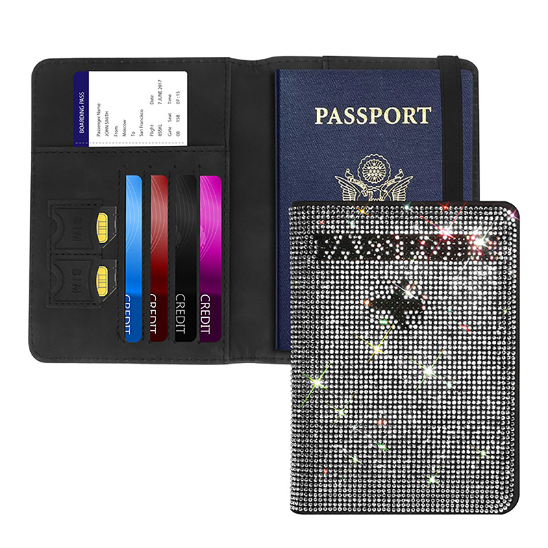Crystal Dia Key Purse Bag Holder Cover Traveling Passport Bling Rhinestone Case For ID Credit Card
