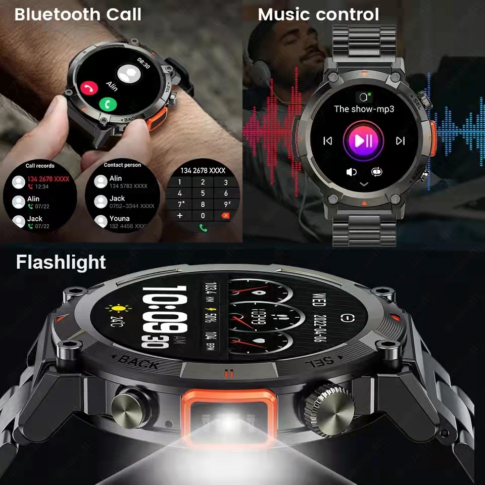 ddmysmile Smart 2024 Watch New 1.45 Inch 360*360 Pixel 300Mah Smartwatch Men Bluetooth Ddmysmile Call Bt5.0 With Flashlight Remote Camera Magnetic Smi