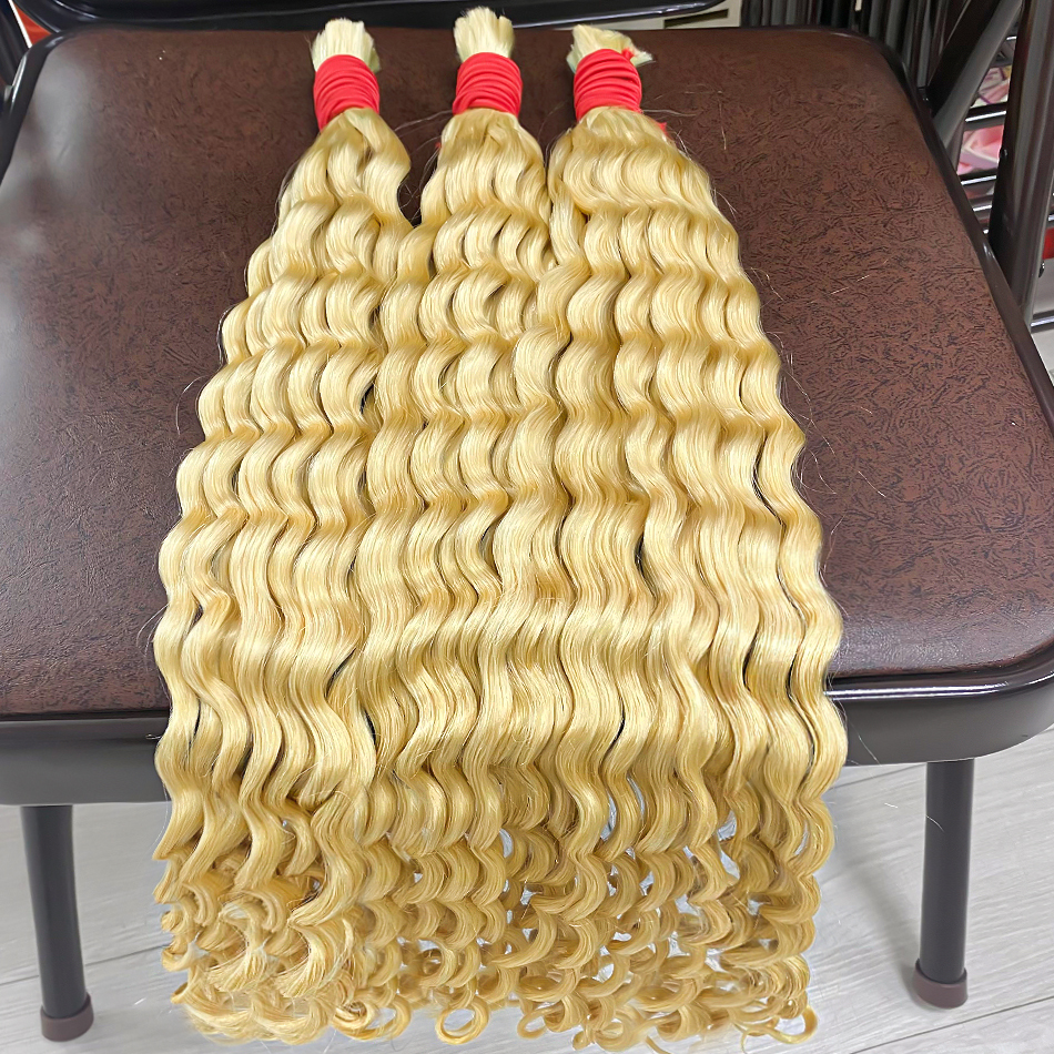 A+ Raw Vietnamese Indian Russain Deep Extensiones De Cabello 100% Remy Virgin Braiding Blonde Human Hair Bulk Extensions Bundles