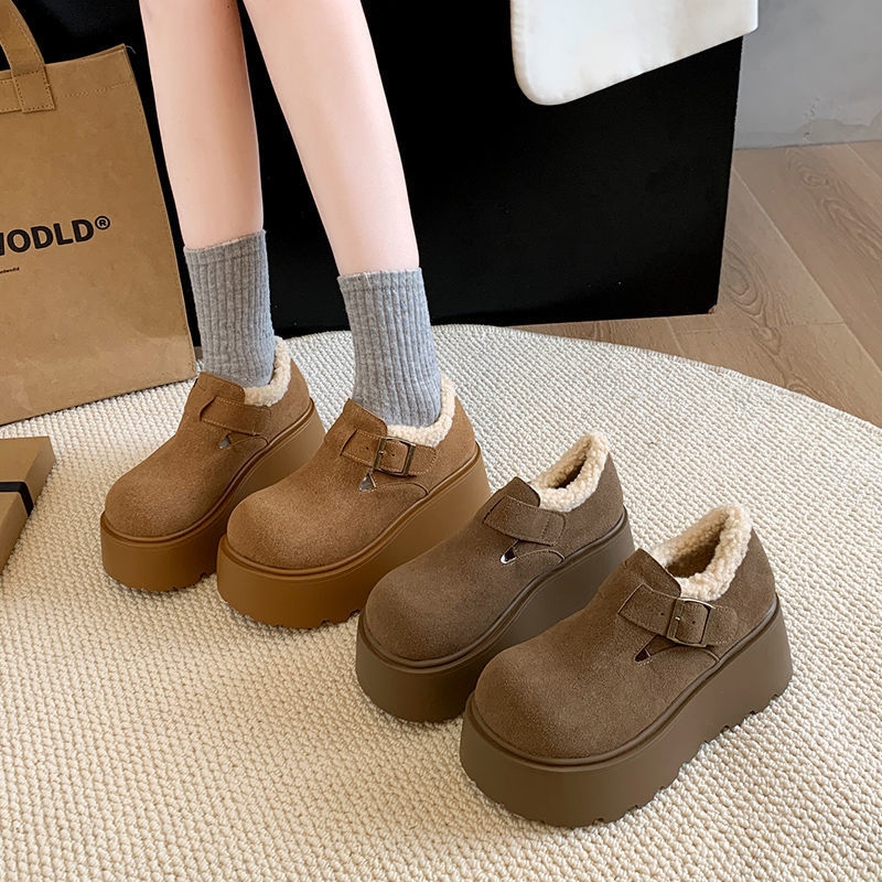 2024 Winter New Cotton Shoes with Velvet and Sponge Cake Thick Bottom for Increased Warmth, Women's Snow Boots
