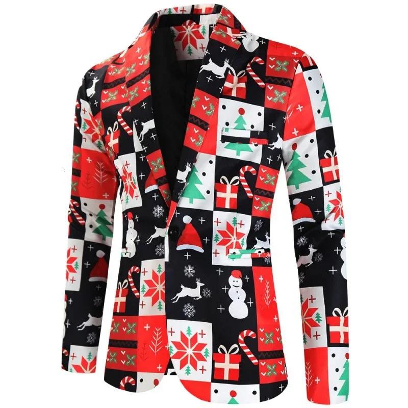 Casual Western-style Clothes Suit Christmas 3D Printing Two-piece Set Fashionable AutumnWinter Mens Trousers Suit 241113