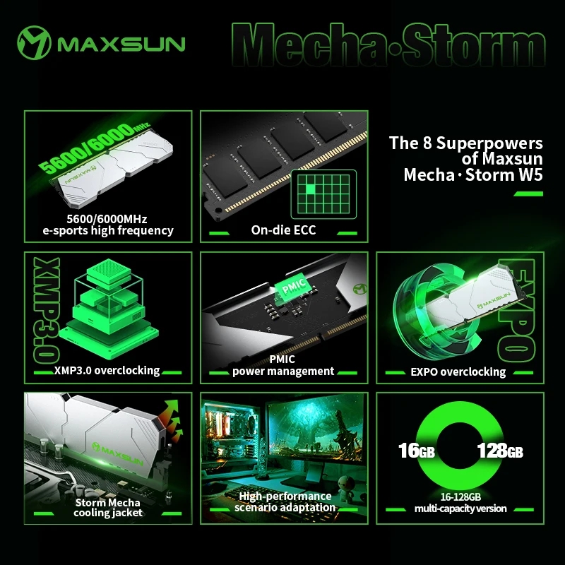 MAXSUN New DDR5 Memory RAM 16GB 5600MHz DDR5 Ram Desktop Memory 288Pin Dimm 1.25V Computer components Gaming Computer Rams