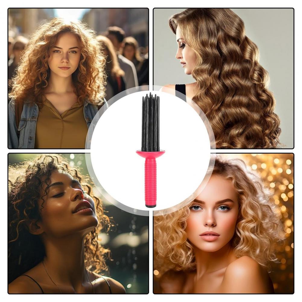 Hair Styling Tool Hair Curling Roll Comb Set with 17 Comb Teeth for Fluffy Curly Hair Round Curler Brush for Women for Air