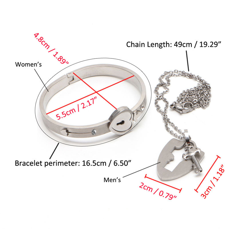 Couple for Titanium Lock Steel Bangle Bracelet & for Key Pendant Necklace Love S smile & & &