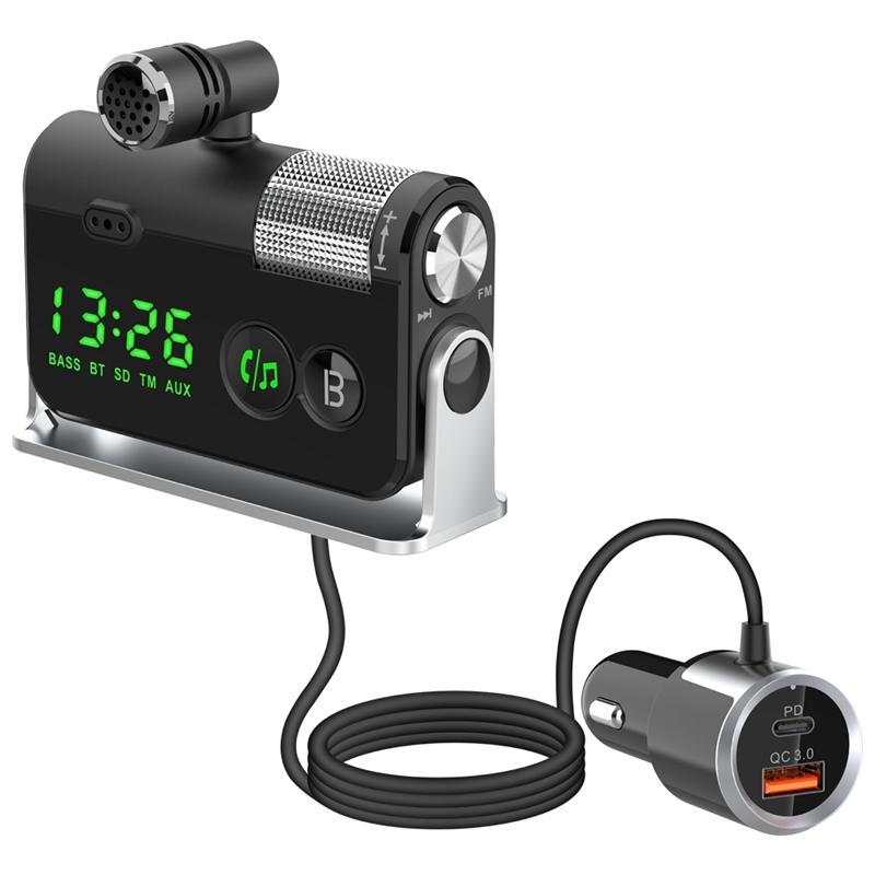 Bluetooth Bluetooth FM Transmitter Audio Adapter For Car With Color Screen QC 3.0 PD Aux Hands-Free ddmysmile Calls For Car Bc73 Smile
