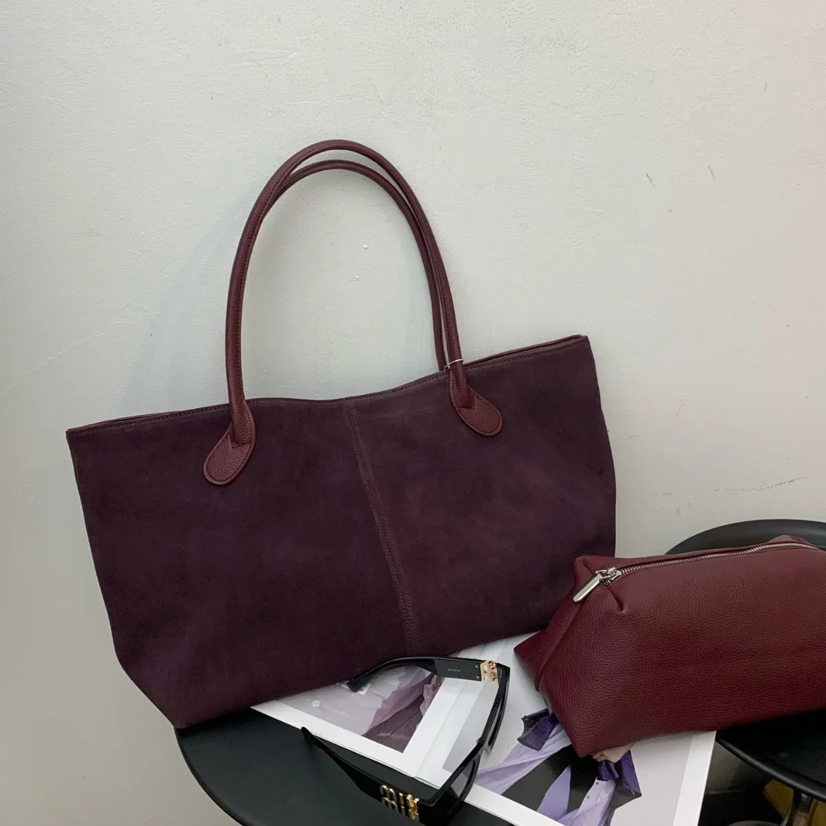 Oversized Suede Patchwork Style 42Cm Roomy Women Matte Cowhide Bag New Large Capacity Shopper Retro Tote Paisley Pattern