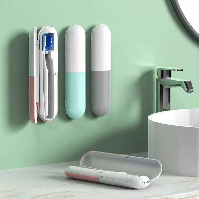 Toothbrush Sanitizer Toothbrush Cleaner Travel UV Light Electric Toothbrush Holder Cleaner USB Rechargeable Detachable Portable Wall Mounted 240413