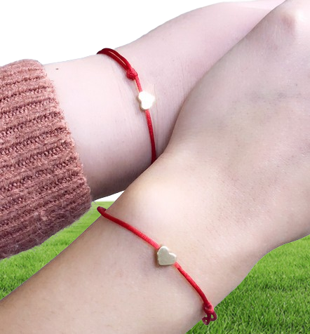 20pcslot Gold Lovely Heart Bracelets Rope Lucky Red Bracelet For Women Red String Adjustable Handmade Bracelet DIY
