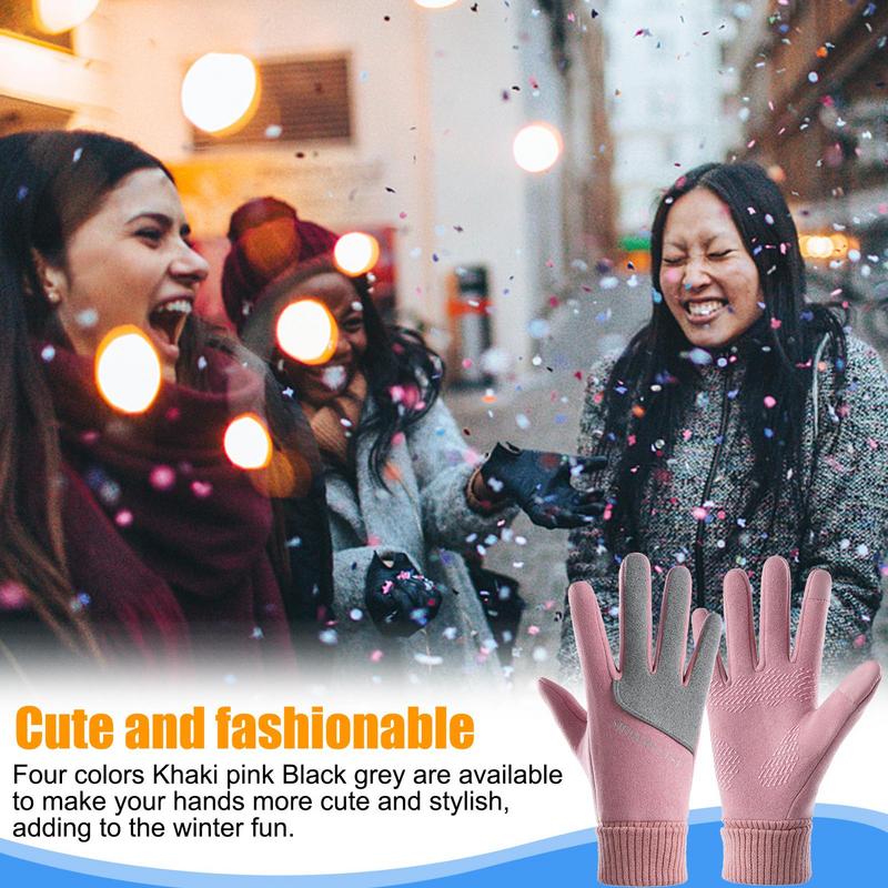 Touch Thickened Gloveswomen Screen Winter Warm Gloves Full Finger Mittens Girls Outdoor Spor Cycling Snowboard Non-Slip Gloves smile