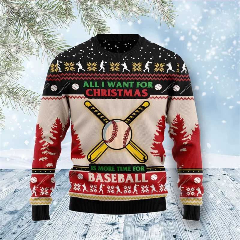 Sports 3d Printed Basketball Sweatshirt Men Christmas Ugly Christmas Sweater Baseball Graphic Sweatshirts New Year Xmas Hoodie LX241113