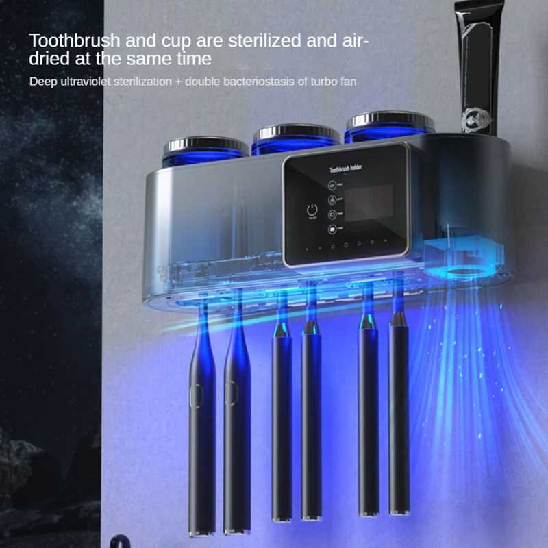 Toothbrush Sanitizer Sanitizers Bathroomtoothbrush Holder Wall Mounted No Drilling Required With 6 Slot Smart Organizer Durable 240414