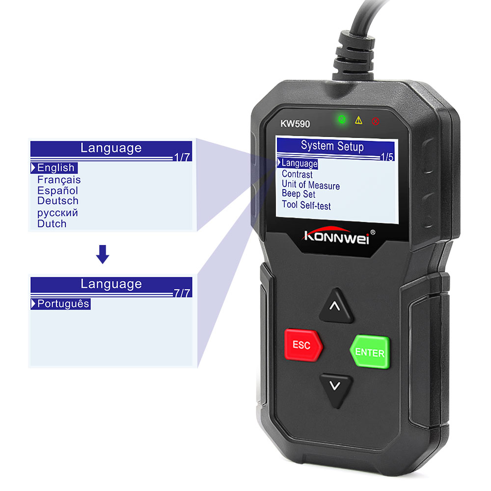Kw590 Auto Diagnostic KONNWEI Scan ddmysmile Tool Car Code Reader With Russian Automotive OBD 2 Scanner Auto Tools Support Multi-Brands Smile