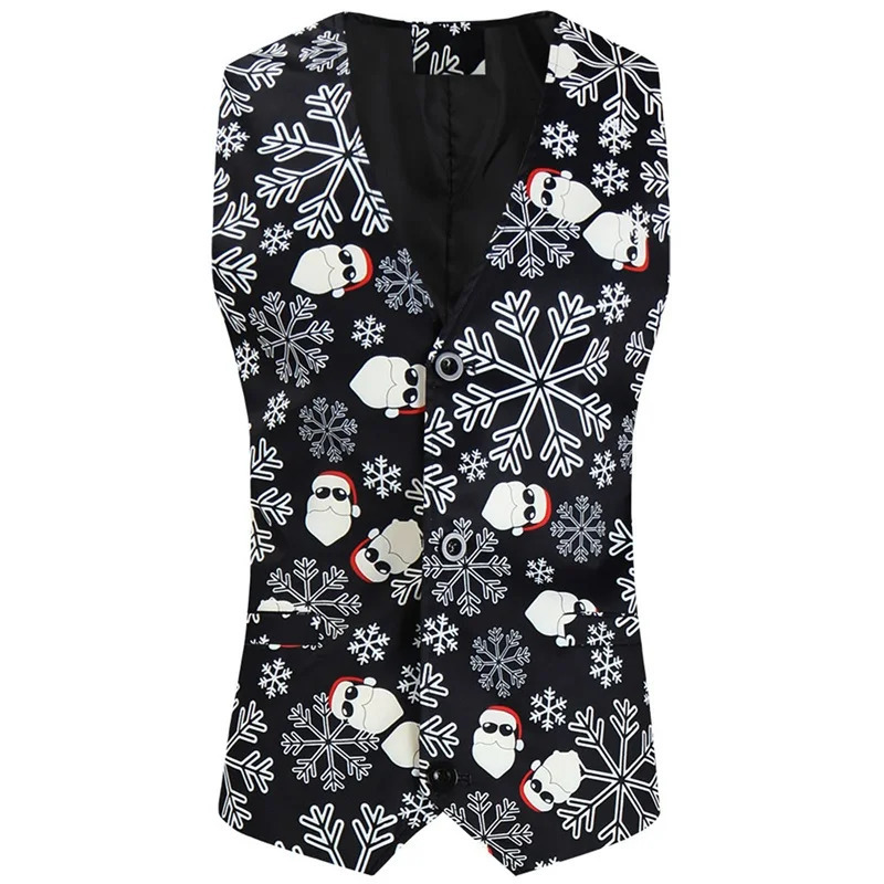 Men Christmas Suit Funny Long Sleeve Single Breasted Jacket with Vest Pants Set Formal Outfit 241113 - view 3