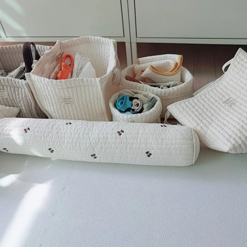 Multi Function Large Capacity Toddler Infant Toy Storage Bags Cotton Mommy Handbag Baby Bedside Diaper Bags 240407