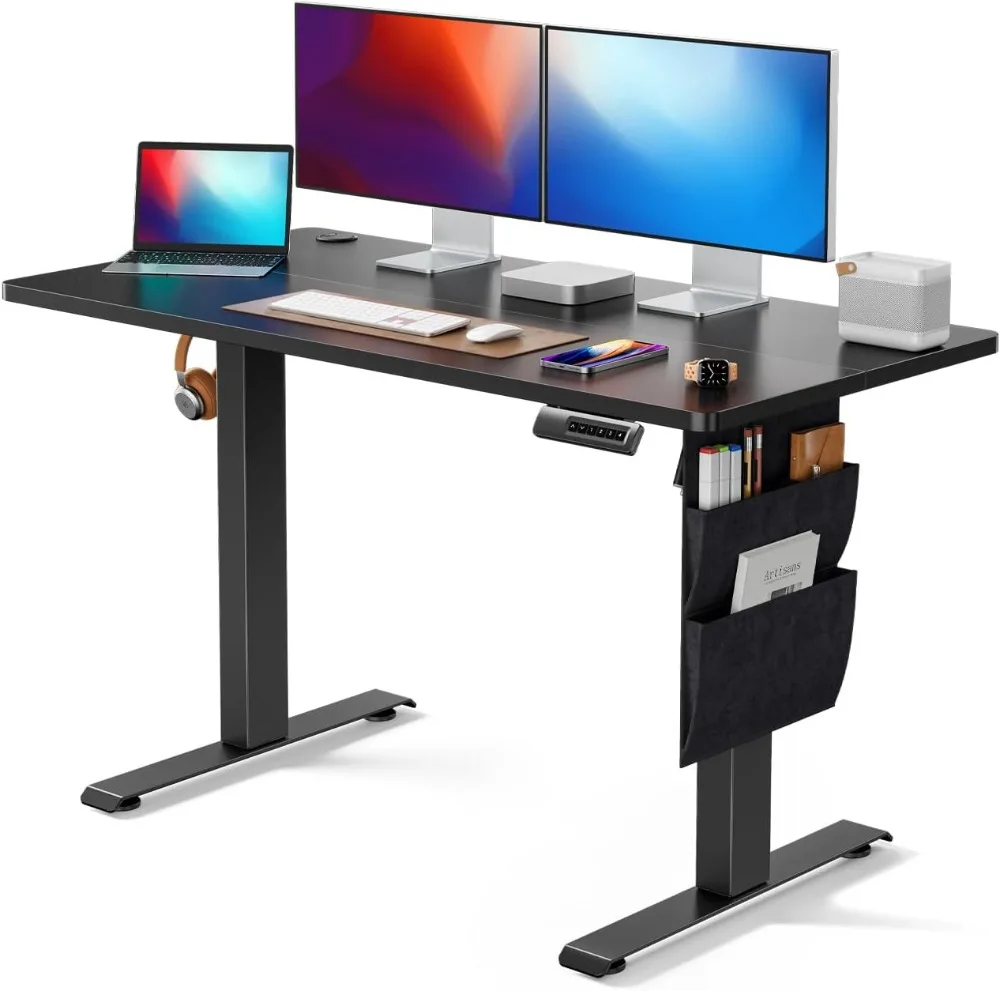 Standing Desk Adjustable Height, 48x24 Inch Electric Standing Desk with Storage Bag, Stand up Desk for Home Office Computer