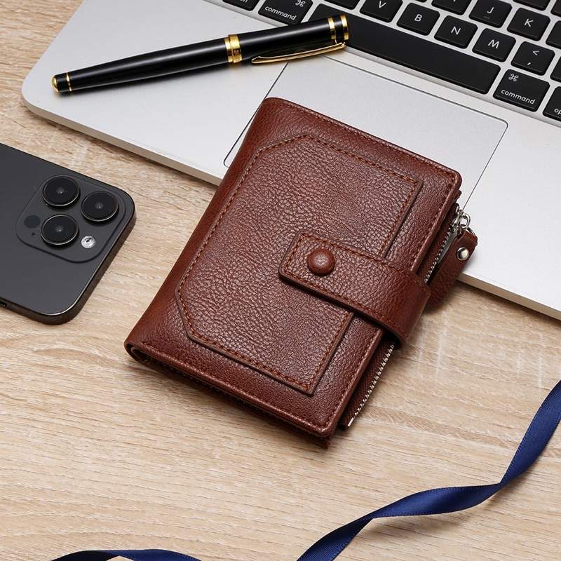 Leather Men PU ddmysmile New Wallets High Quality Zipper Short Desigh Card Holder Male Purse Vintage Coin Holder Men Wallets 2024 New Smile