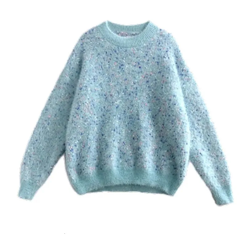 Korean womens floral womens autumn and winter sweater s mink velvet long sleeved casual bottom sweater 241113