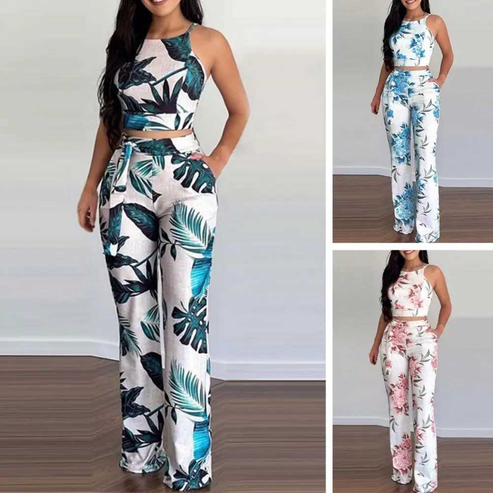 1 Set Excellent Women Come Long Lasting Women Vest Easy-wearing Summer Two Piece Set Women Wide-leg Pants Fade-ResistantXJ250106