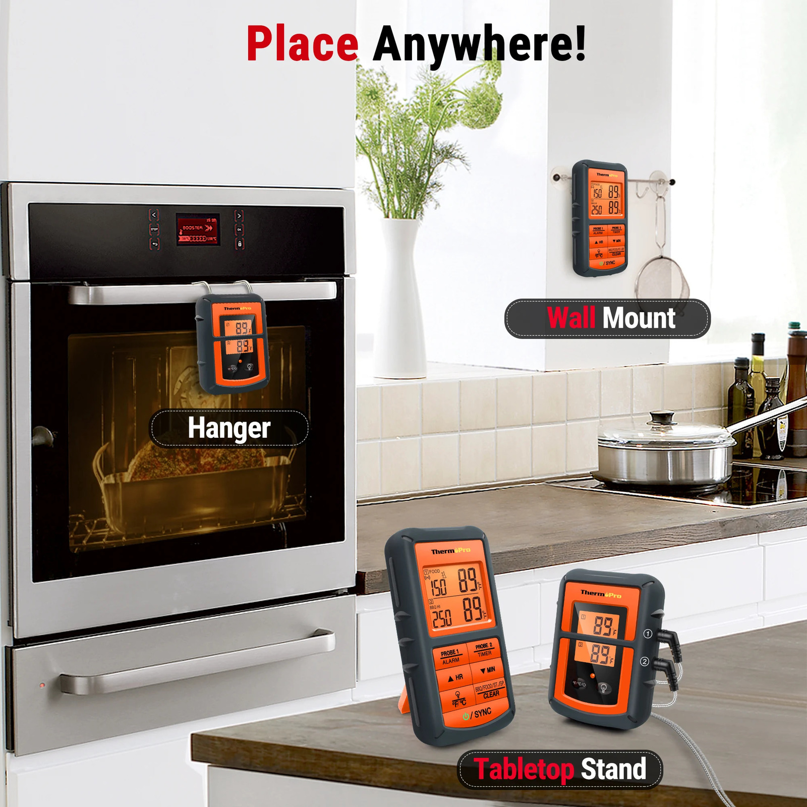 ThermoPro TP08C dual probe backlit 150M wireless barbecue food meat thermometer for kitchen cooking 241113