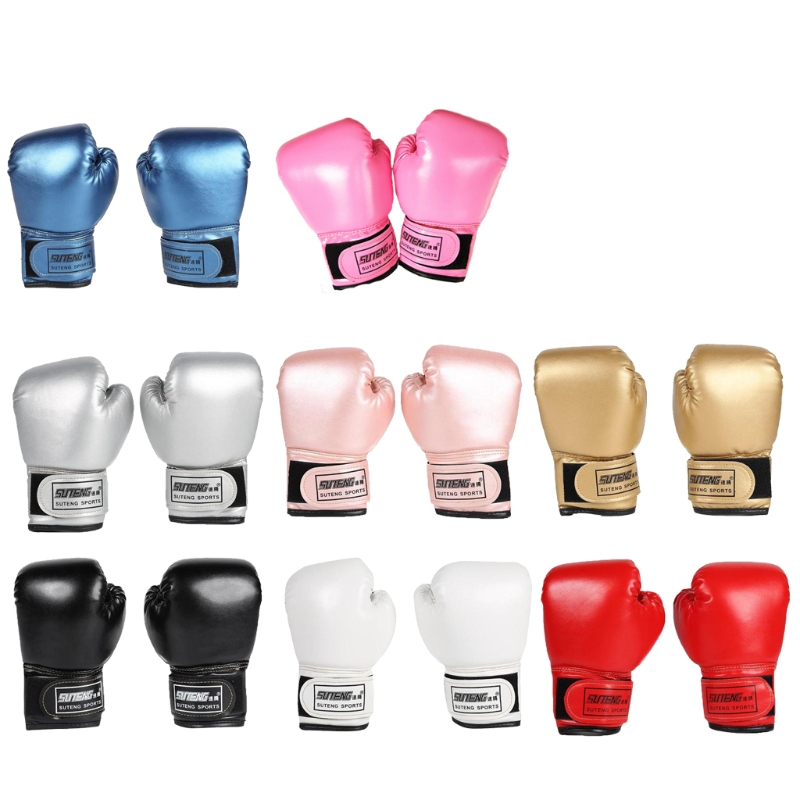Kids 3-10 Years Boxing Gloves Junior Mitts Bag Children Gel Pad Glove PU F2TC smile