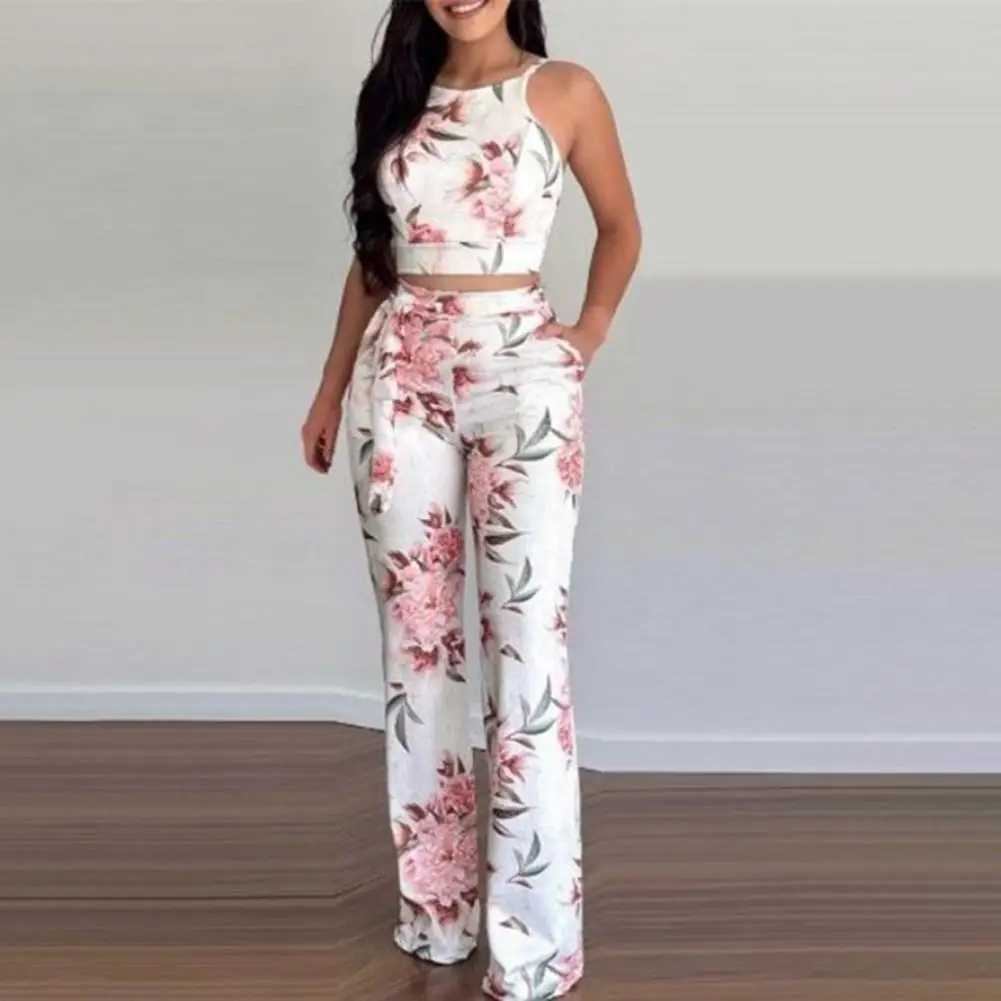 1 Set Excellent Women Come Long Lasting Women Vest Easy-wearing Summer Two Piece Set Women Wide-leg Pants Fade-ResistantXJ250106