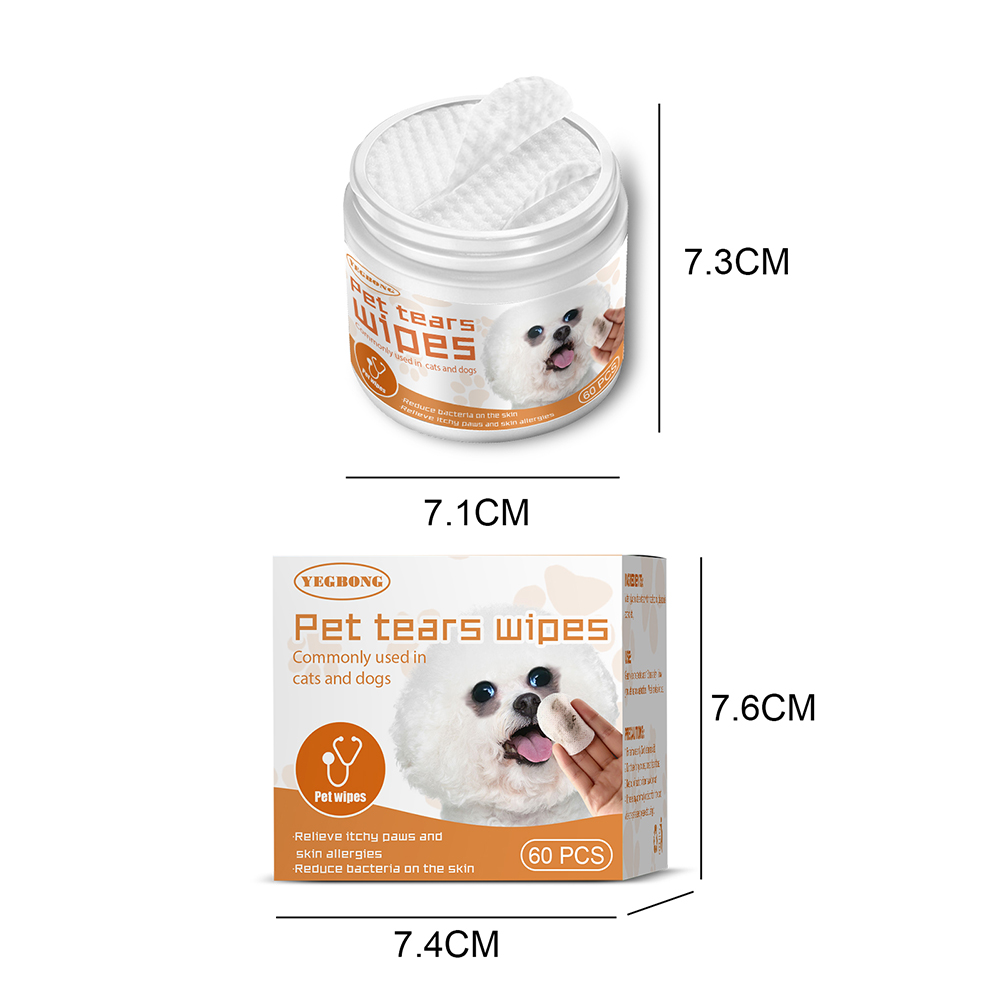 60pcs/set Paper Towels Universal Disposable Non-woven Eye Wet Wipes Ear Stain Remover Cleaning Wipes Grooming Tools Pet Supplies