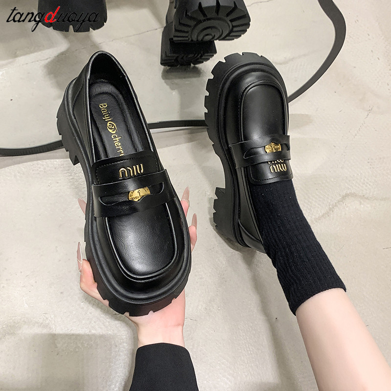 Mary Janes Shoes Women Platform Heels Lolita Shoes Women's College JK Uniform shoes Women's Classics Round Toe Single Shoes