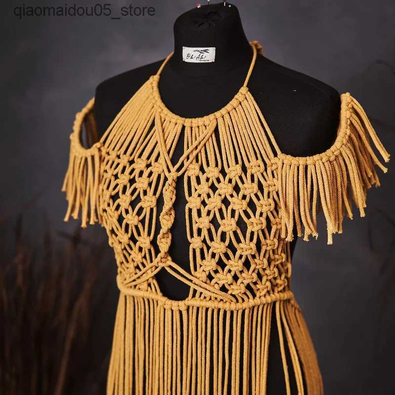 Maternity Dresses Macrame maternity dress for photography Bohemian rope dress Bohemian robe for pregnancy conversation Q240413
