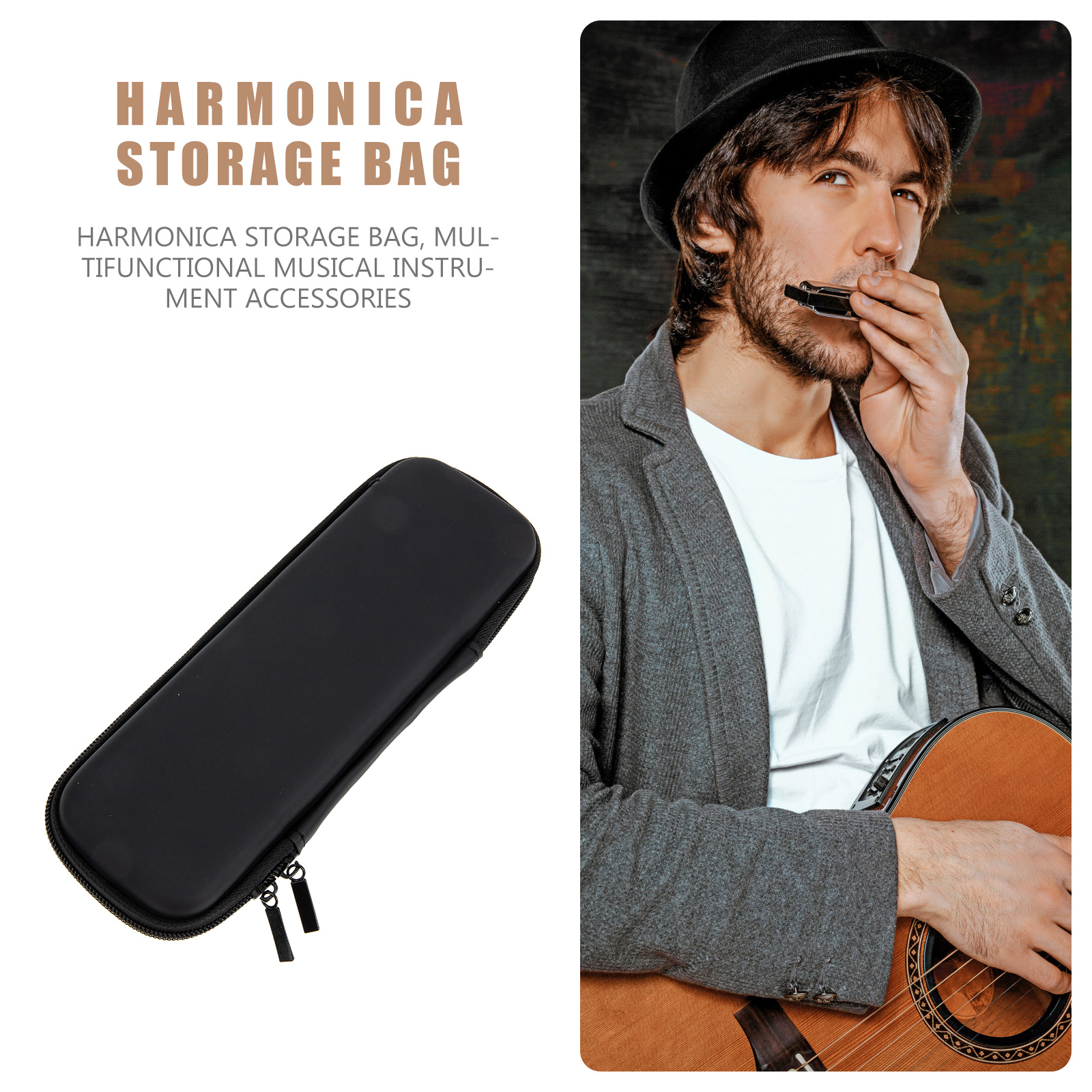 Harmonica Pouch Shockproof Bag Case EVA Handbags Protective Carrying for Storage Accessory smile