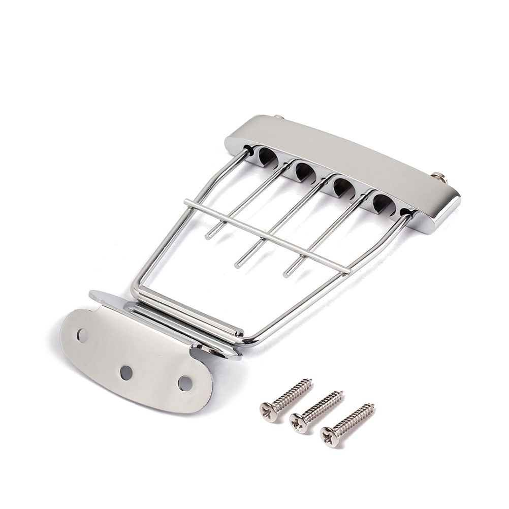 Plated Tailpiece Chrome Trapeze Adjustable ddmysmile Guitar Tailpiec Bridge With Screws For Archtop Jazz Bass Guitar 15Mm Spacing Smile