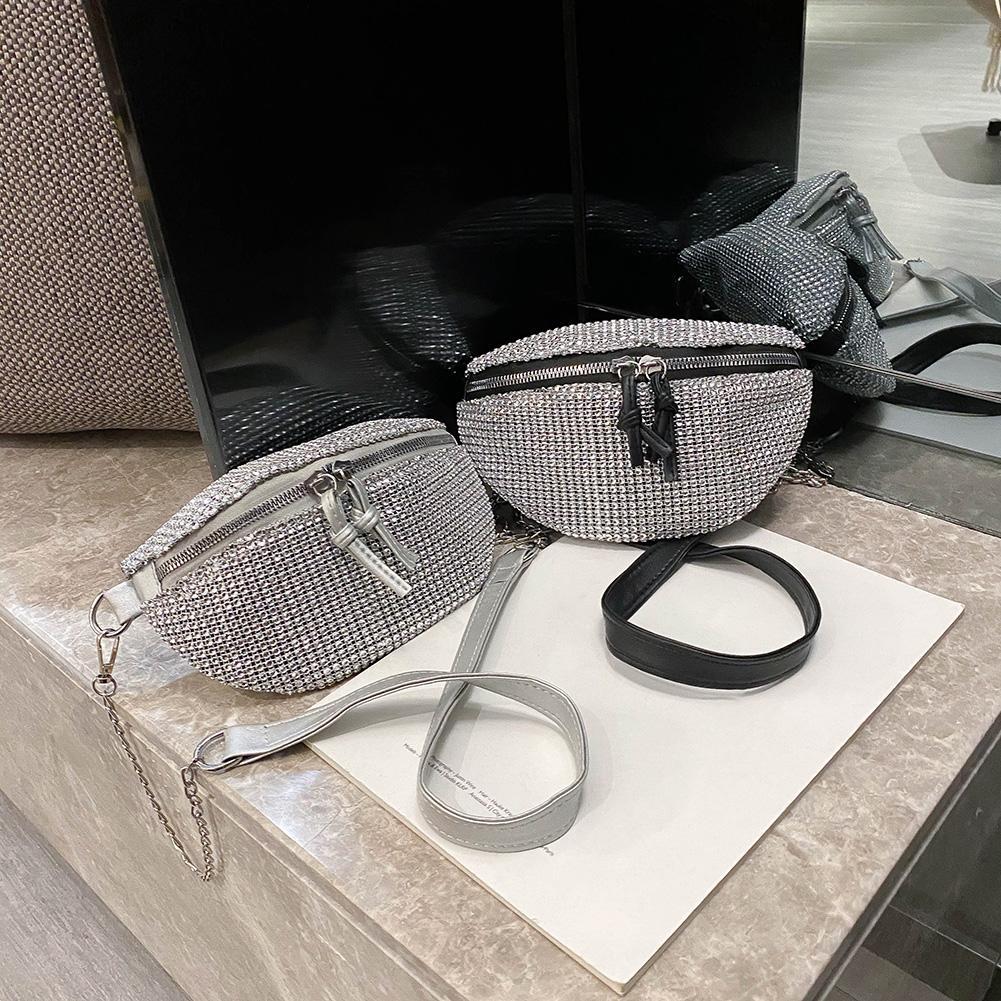 Waist Rhinestone Bag Fanny Women ddmysmile Casual Zipper Small Ddmysmile Chest Crossbody Phone Pack Smile