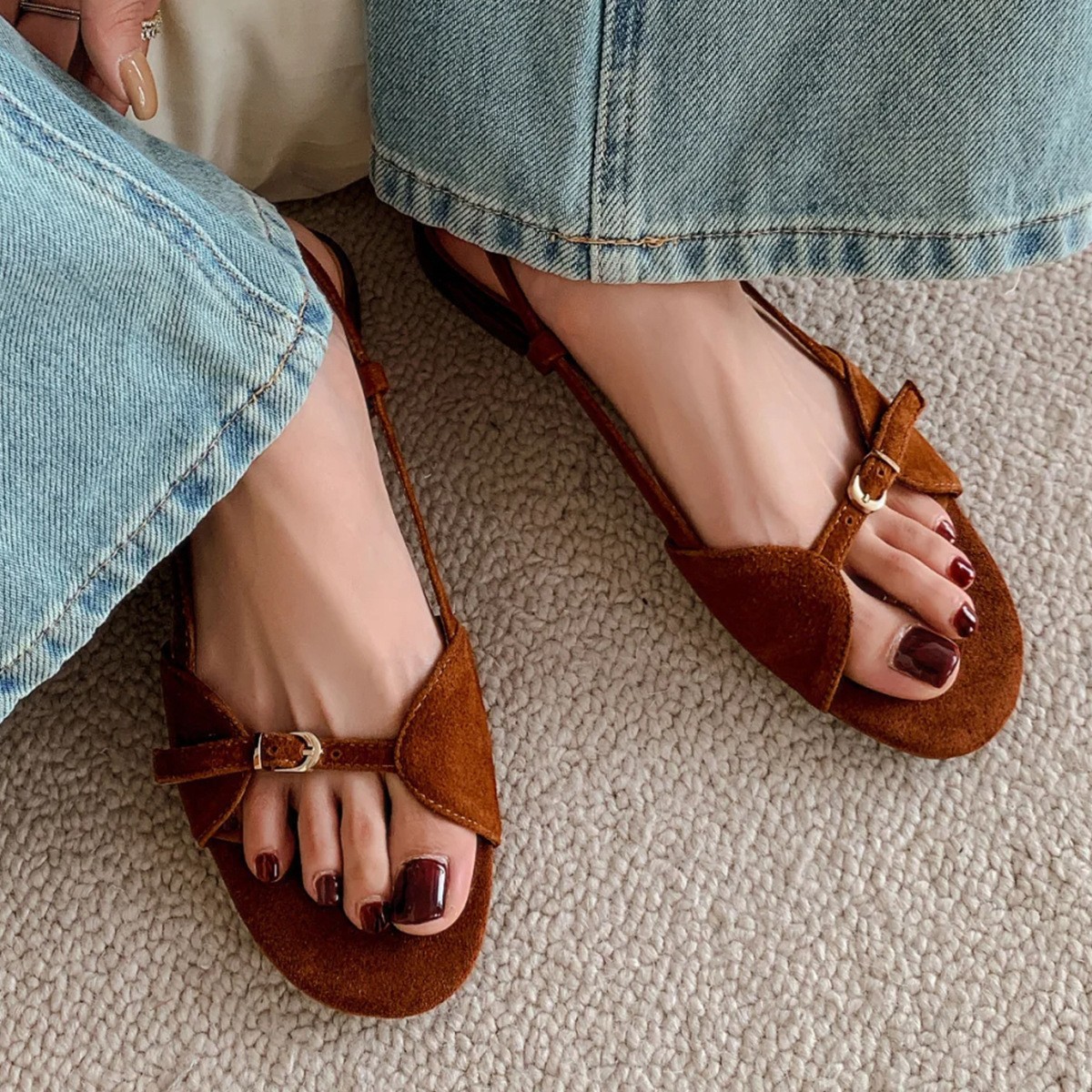 Women's Slippers:Fashion Simple Design Gentle Style Versatile Retro Leisure Flat Bottom Comfort Vacation Wear,Brown,Free shipping