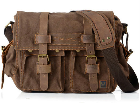 Smith +Genuine Leather Men Messenger Canvas Shoulder Men Crossbody Sg Casual Bag Satchel Canvas