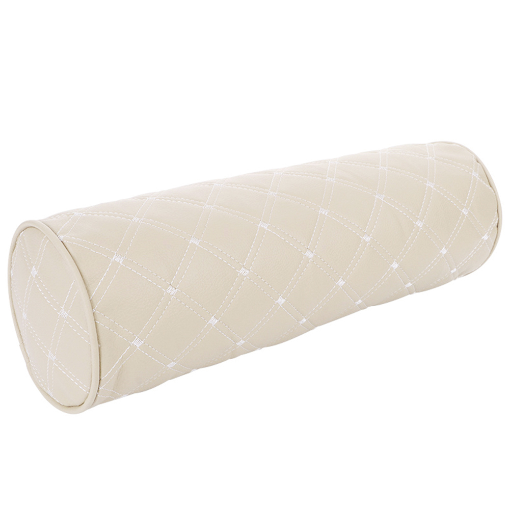 Seat Neck Pillow Car Headrest PU Leather Cervical Cylindrical ddmysmile Pillow Breathable Car Neck Support Pillow Soft Neck Rest Protector Smile