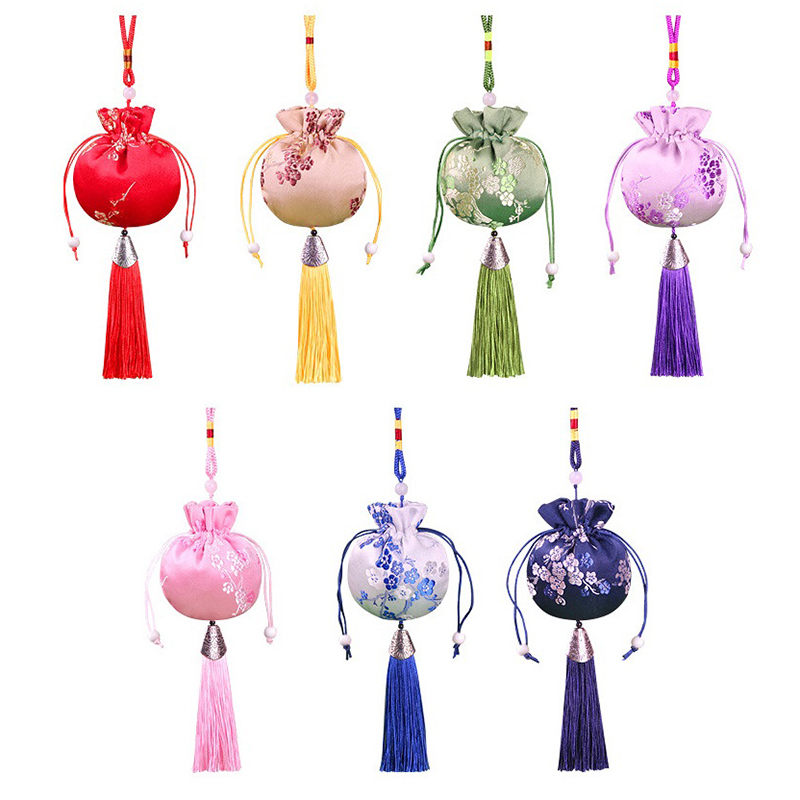 Style Chinese Silk Brocade Embroidered Bag Embroidery Sachet Cloth Pouches Tassel Pendant Drawstring Bag For Jewelry Gift Bags smile