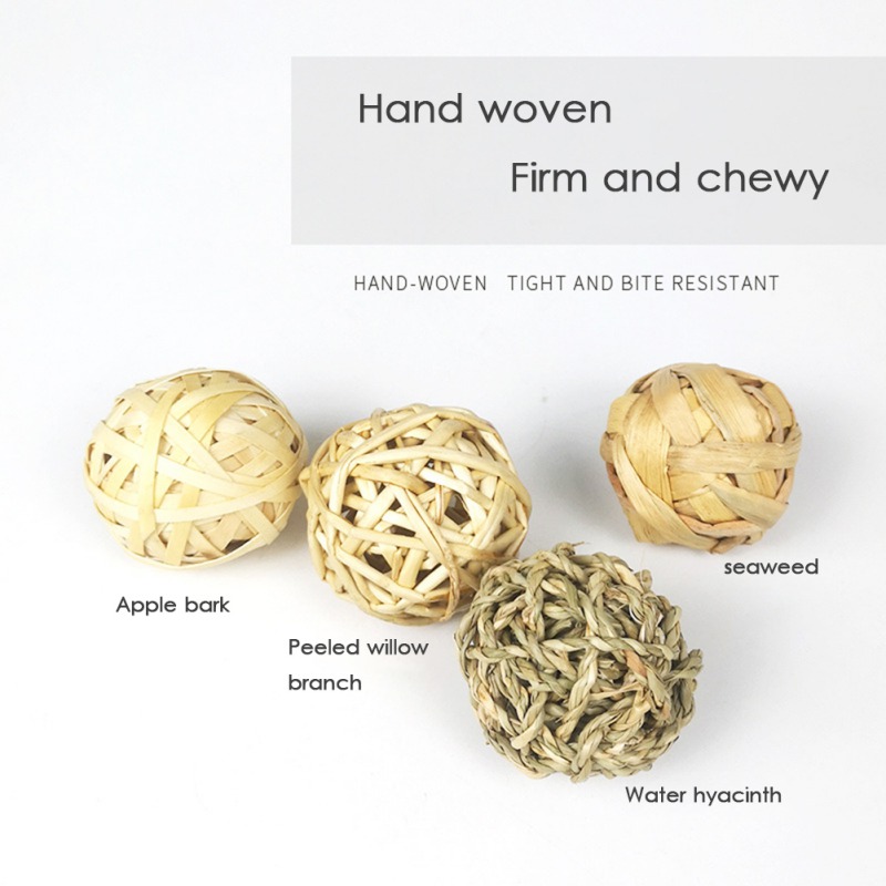 5PCS Rabbit Ball Toys Bunny Treats Toys For Teething Small Animal Chew Toys Grass Ball For Dwarf Hamster Rabbits Guinea Pigs Ger