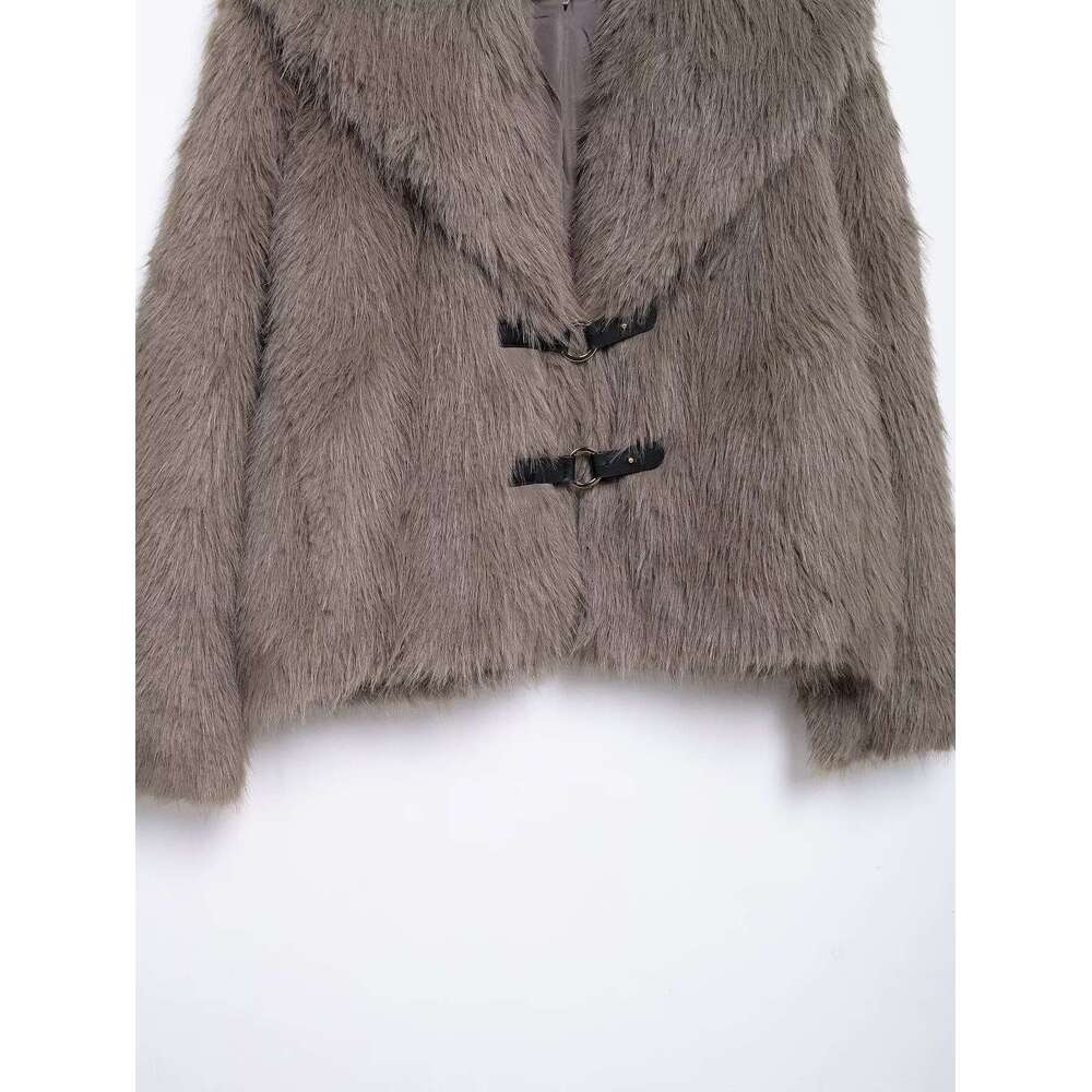 shanshi fur coat women Women's winter temperament lapel faux fur warm jacket