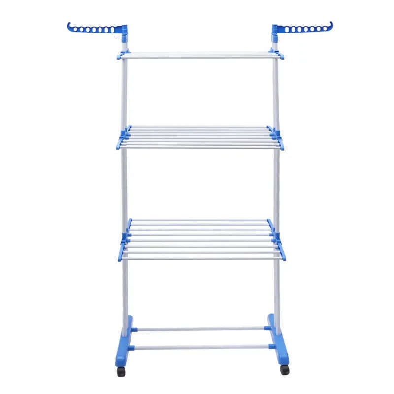 Rail Drying 4-Tier Folding Clothes Horses Rack Stainless Steel Laundry Garment Dryer Stand W 2 Side Wings Ings