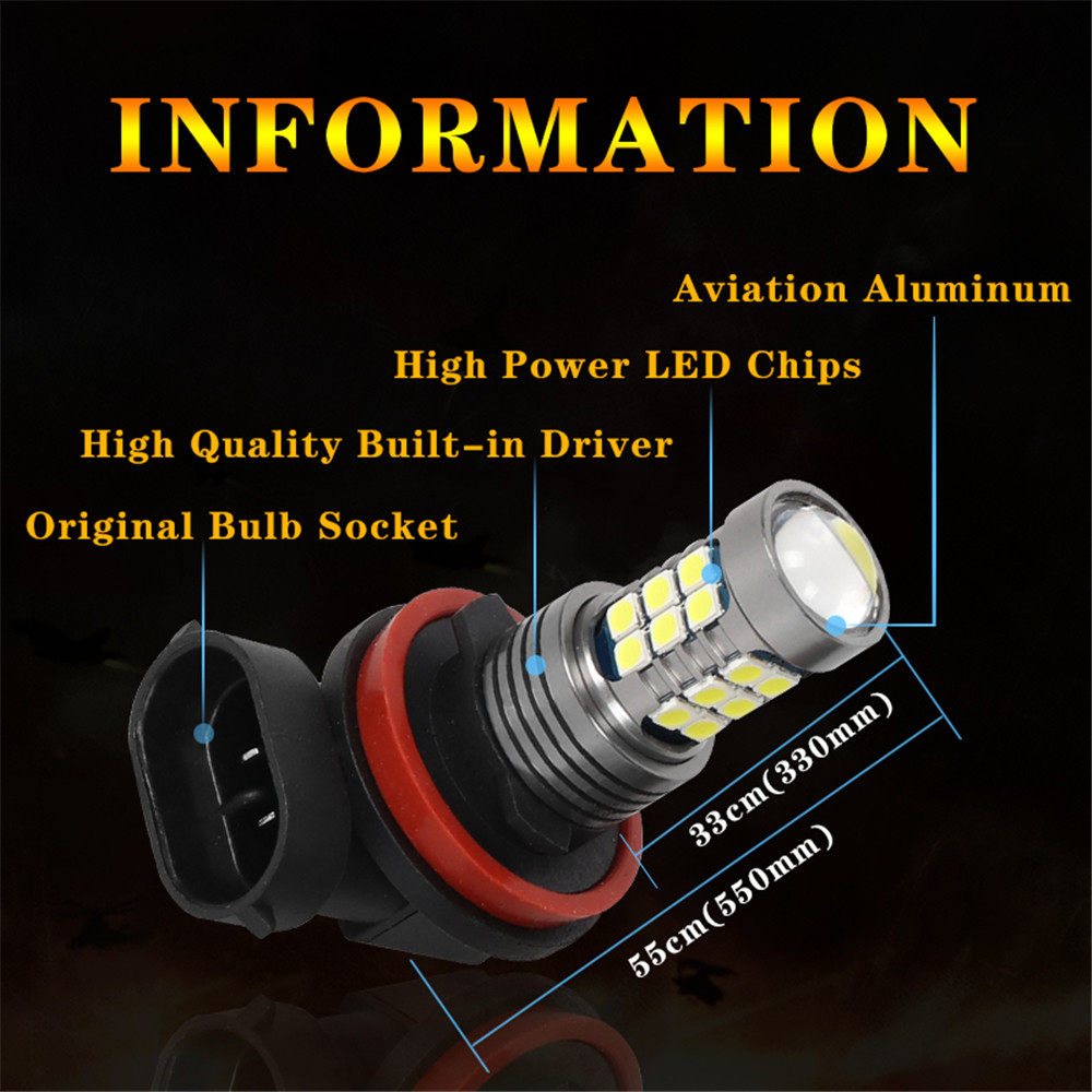 LED Front Fog Lamp Car Light Bulb For Honda Civic 2006 2007 2008 2009 2015 2016 2017 2018 2019 2020 8Th 9Th 10Th Gen Accessories