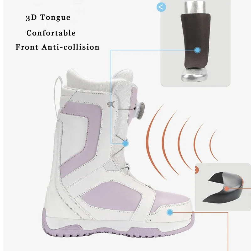 Outdoor Waterproof Snowboard Shoes Men Women Steel Buckle Skiing Boots Adults with Easy Hook and Loop Clre 241112